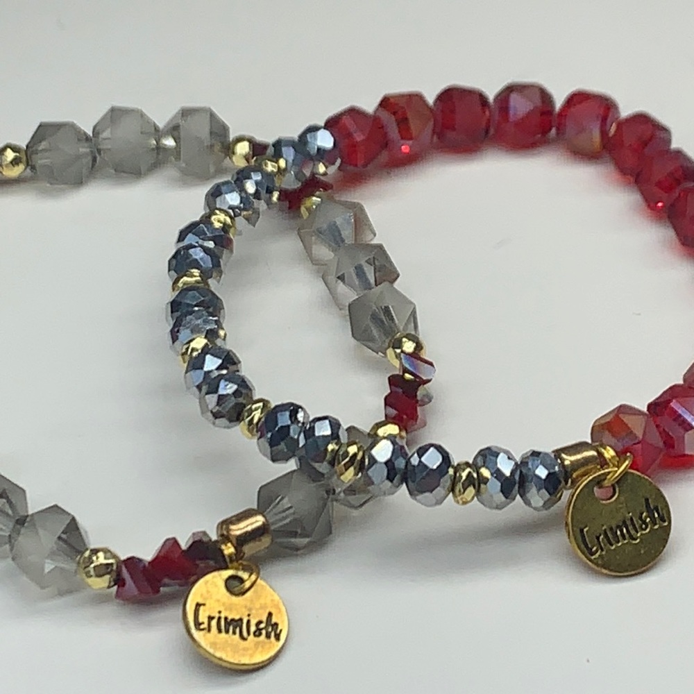 Euc Erimish Garnet Crush Stack 5 Stretch Bracelet… - image 7